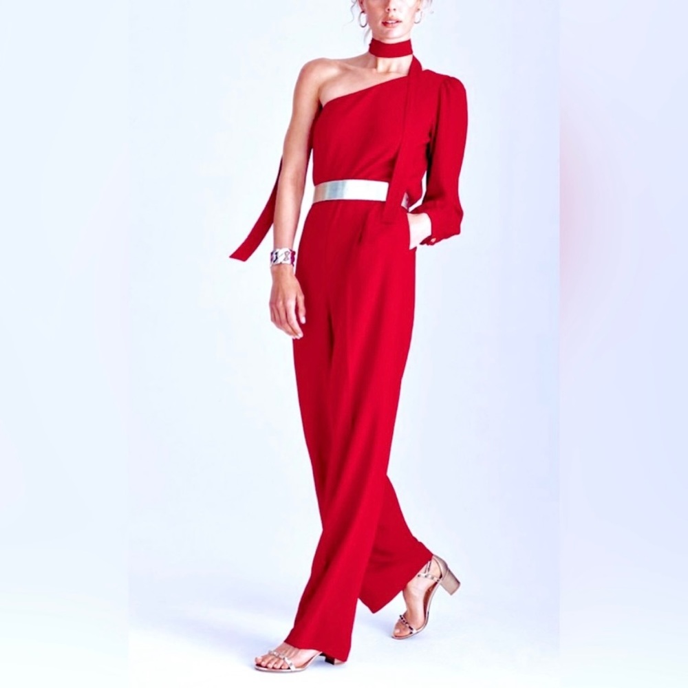 Worth Jumpsuit Simply Red One Shoulder Rosanna Academia Cocktails Wedding Event
